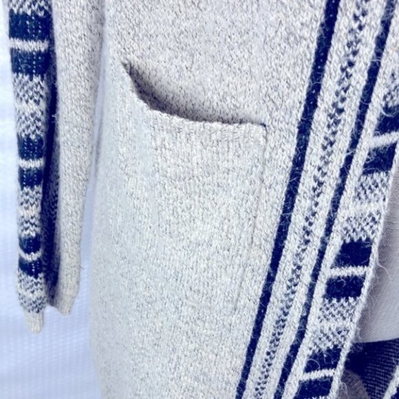 🌟Mia Maddison Long Cardigan Sweater Duster Grey Black Fuzzy Open Front M - Picture 5 of 9